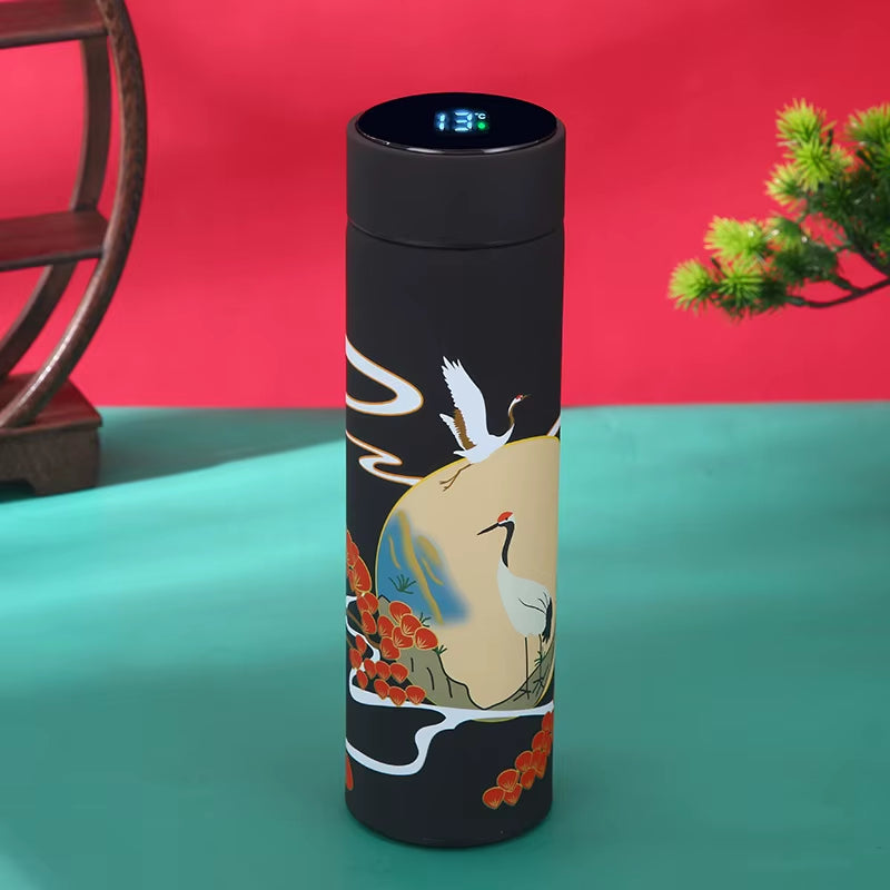 Portable Thermos Bottle Coffee Tea Mug Chinese Style Smart Temperature Display Vacuum Flask Water Bottle with Filter Thermos Cup