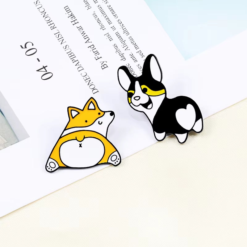 Cartoon Dog Collection Pins Brooch Corgi Bulldog Pet Lapel Pins Jackets Sweater Animal Pin Badge Enamel Pins Women Jewelry Hot