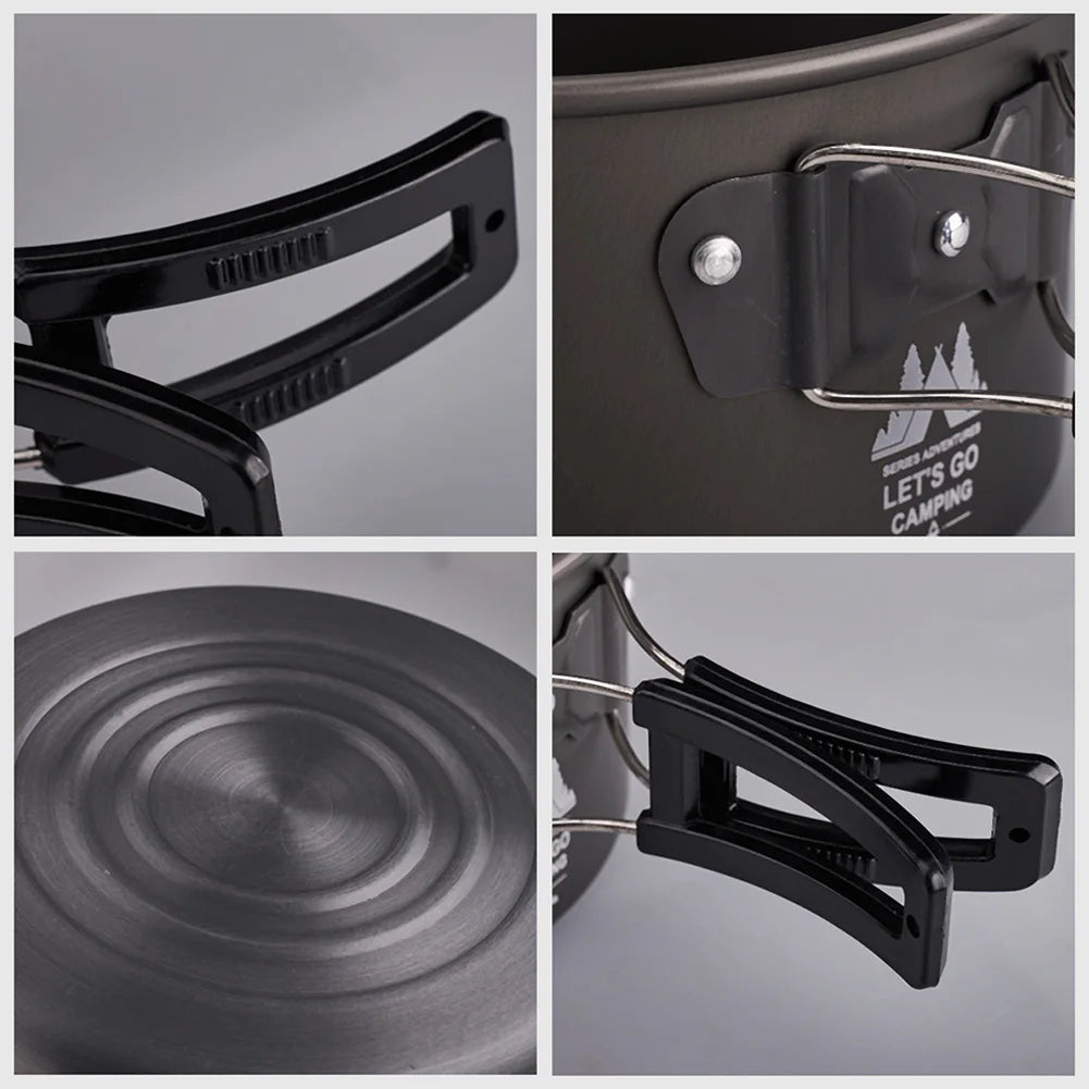 Camping Cookware Set with Water Kettle Portable Camping Stove Tableware Pot Outdoor Fishing Camping Kitchen Supplies