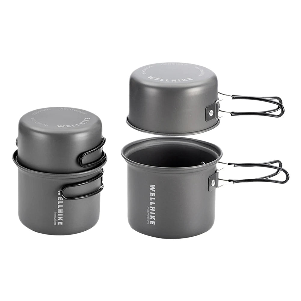 Camping Cookware Set with Water Kettle Portable Camping Stove Tableware Pot Outdoor Fishing Camping Kitchen Supplies