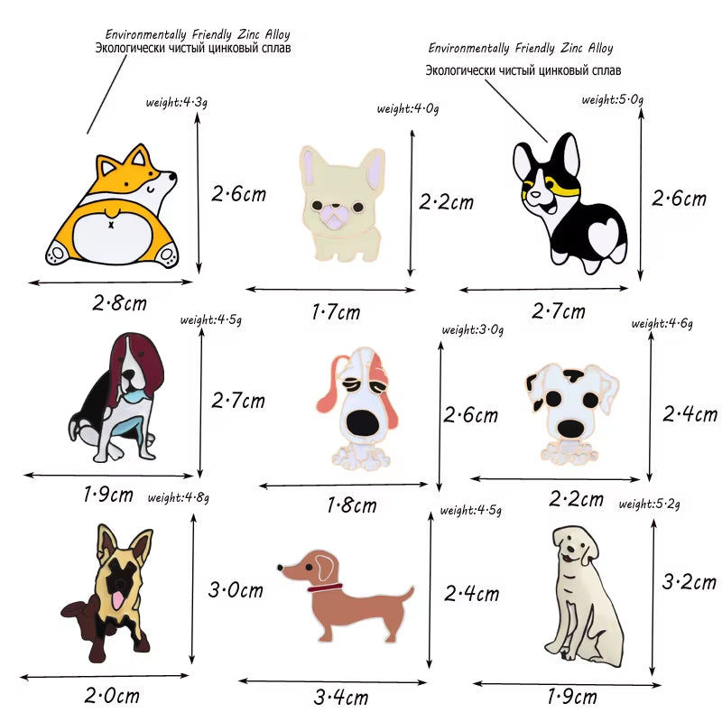 Cartoon Dog Collection Pins Brooch Corgi Bulldog Pet Lapel Pins Jackets Sweater Animal Pin Badge Enamel Pins Women Jewelry Hot