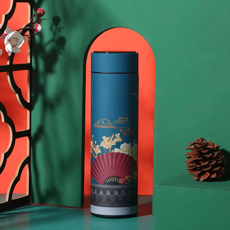 Portable Thermos Bottle Coffee Tea Mug Chinese Style Smart Temperature Display Vacuum Flask Water Bottle with Filter Thermos Cup