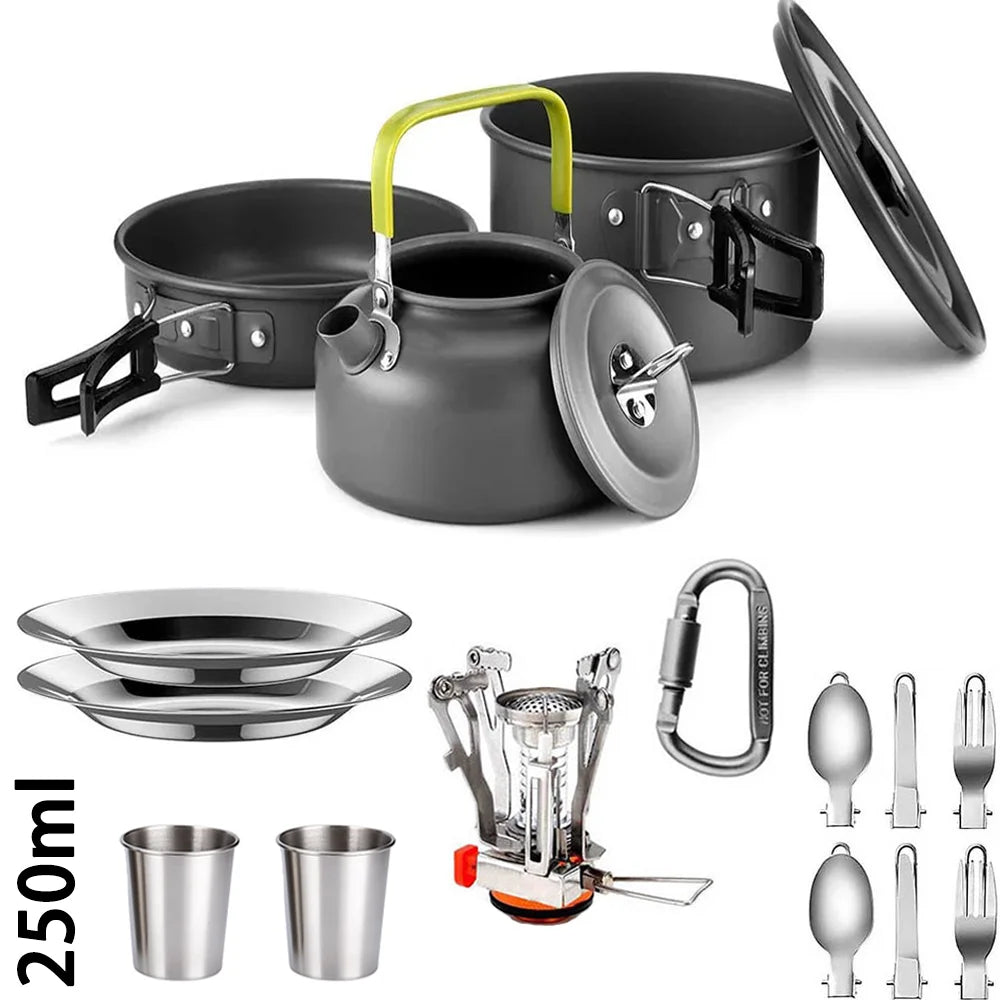 Outdoor Camping Cooking Set Aluminum Alloy Material Pot Set Portable Camping Equipment for Hiking and Outdoor Travel