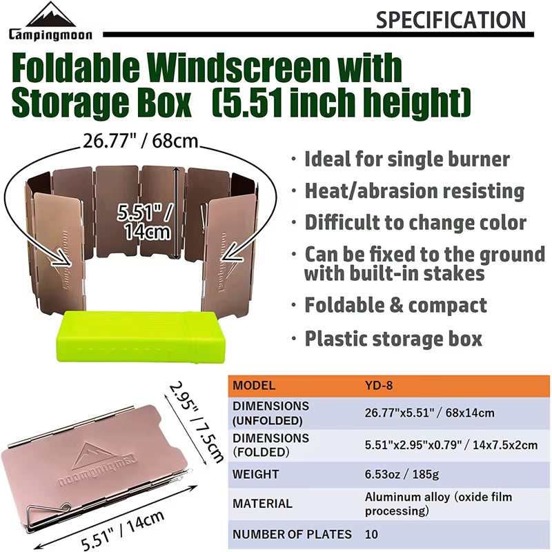 Outdoor Camping Gas Stove Wind Shield Foldable Camping Cooker Outdoor Equipment Hiking Camping Survival Tool Lightweight