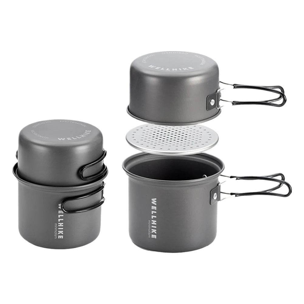 Camping Cookware Set with Water Kettle Portable Camping Stove Tableware Pot Outdoor Fishing Camping Kitchen Supplies