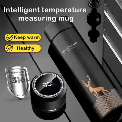 500ML Smart Thermos Water Bottle Led Digital Temperature Display Food Thermos for Tea Coffee Thermal Mugs Beautiful Cup